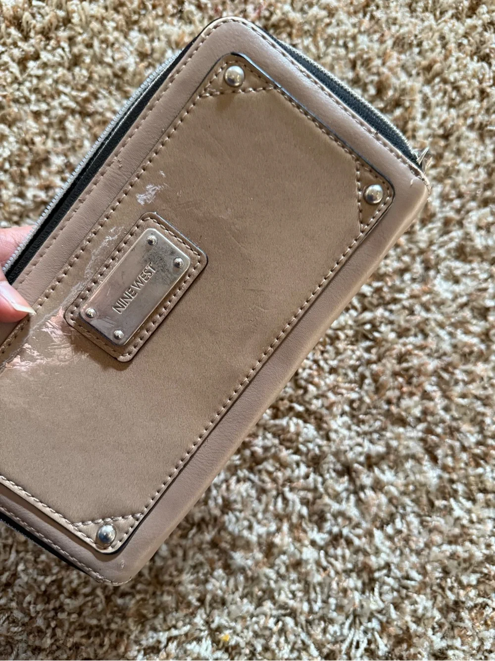 Nine West Taupe Zip-Around Phone Wallet